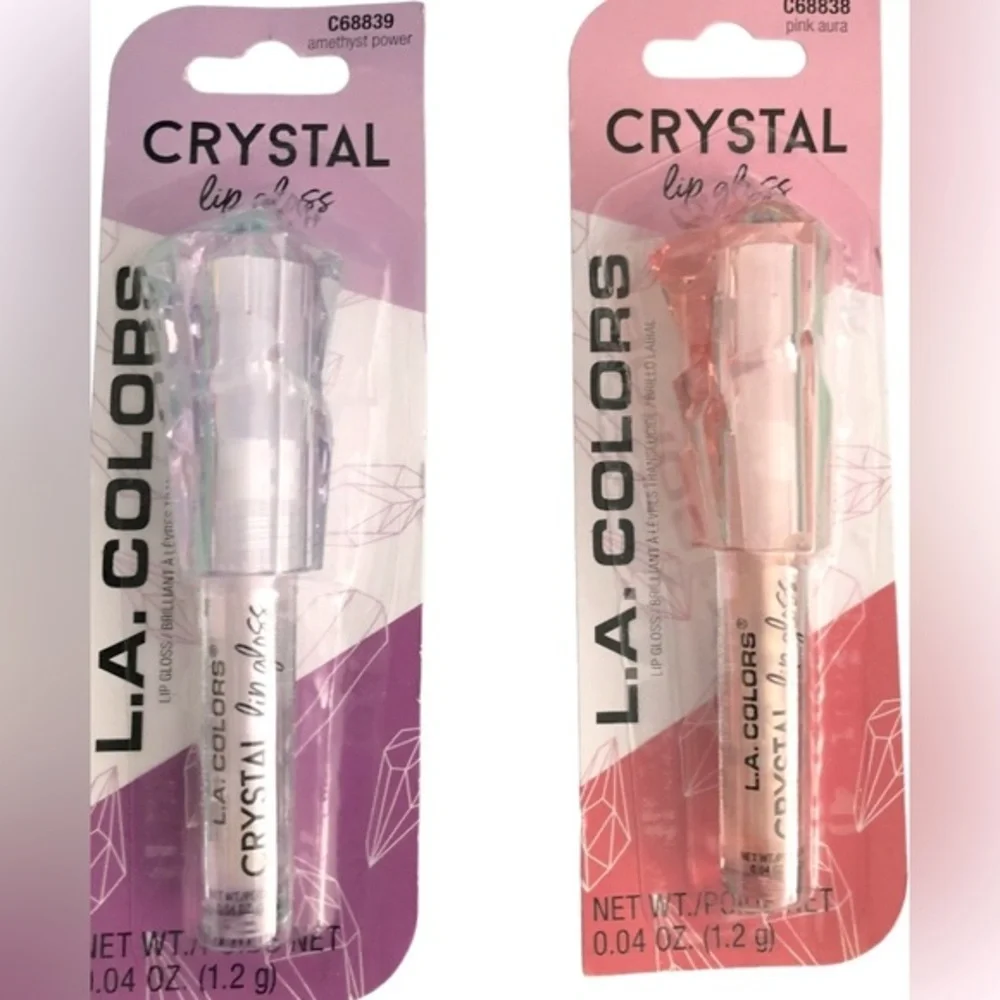 2pack crystal lipgloss in‎ amethyst power and pink aura new